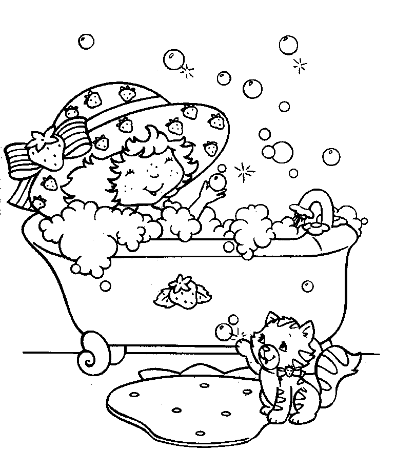 coloriage charlotte aux fraises dans son bain